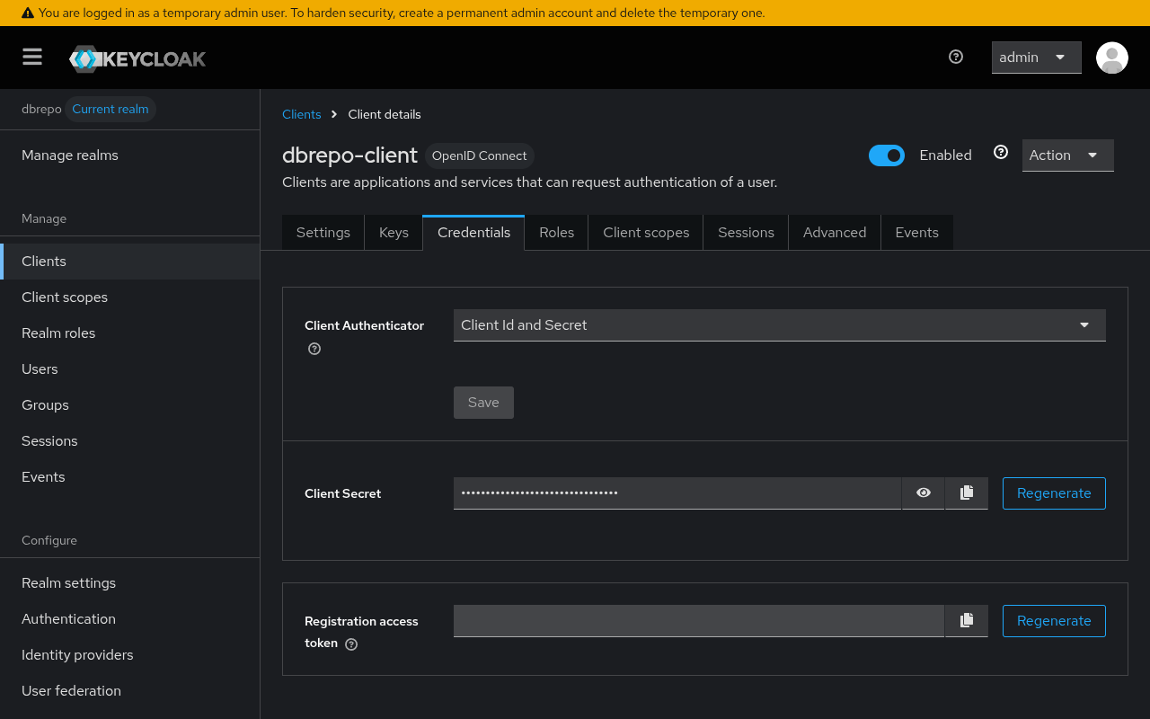 Change the Client Secret