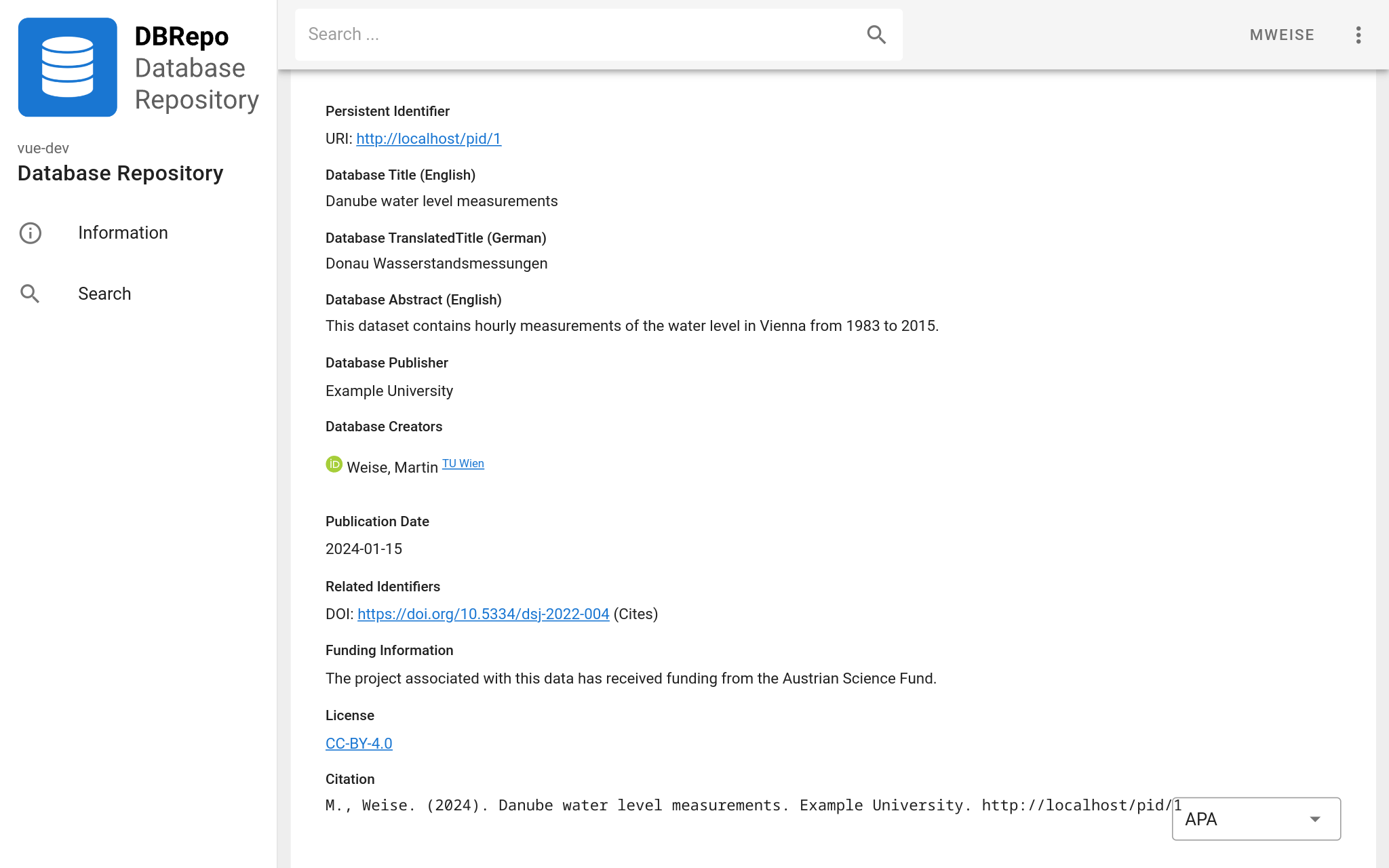 Identifier summary page