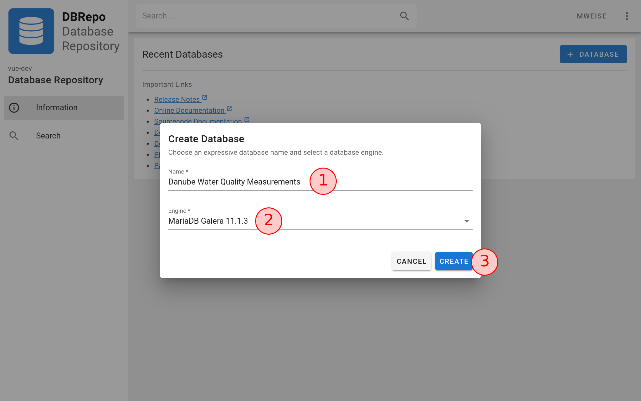 Create database form