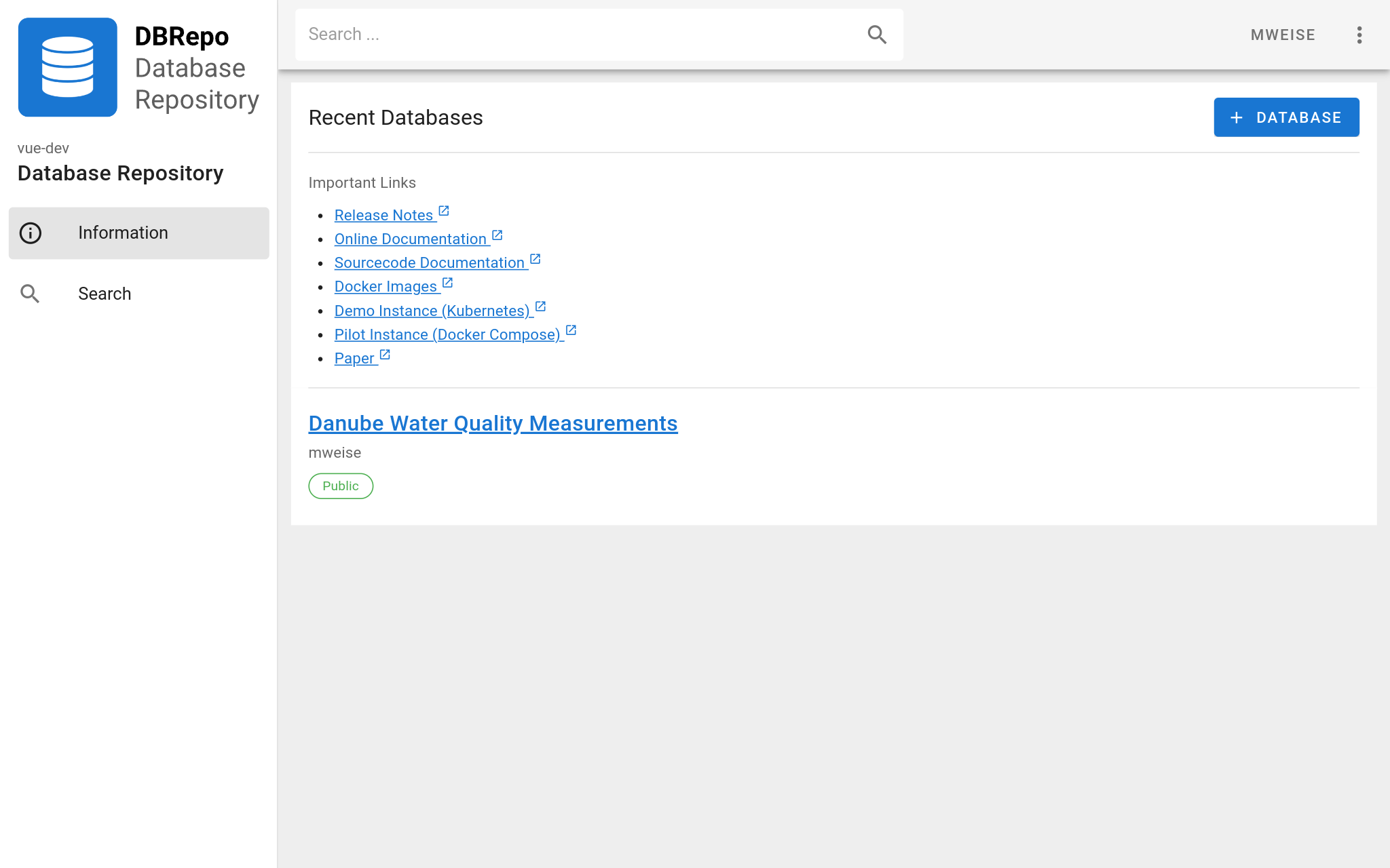 View the created database