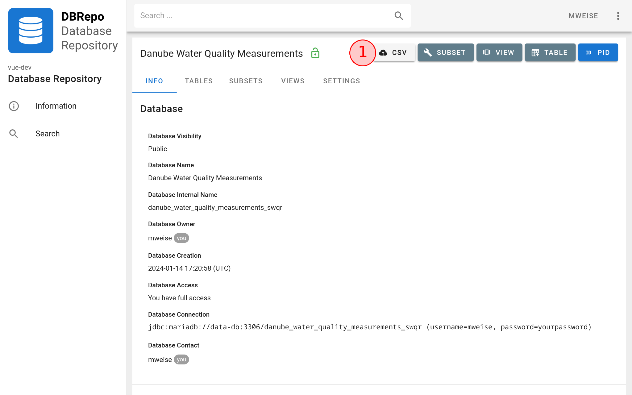Open the import CSV form
