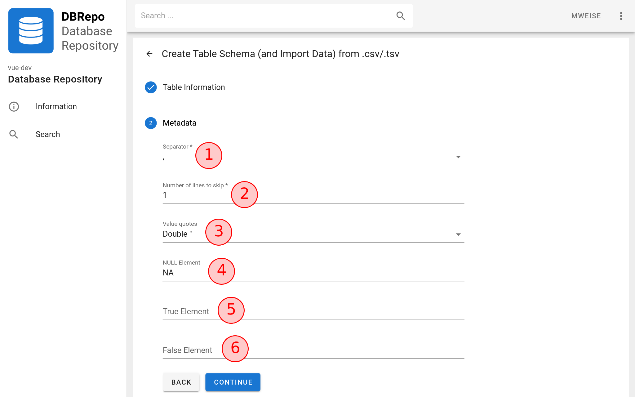 Dataset metadata necessary for import